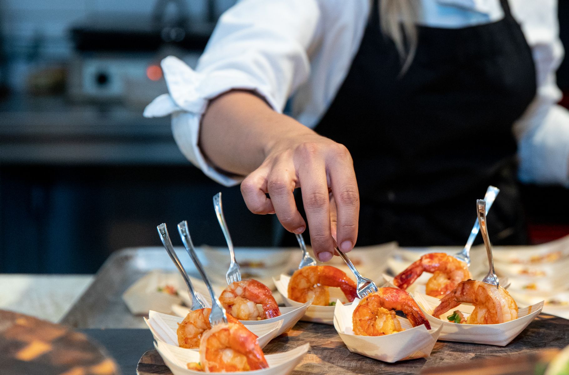 chef preparing shrimp